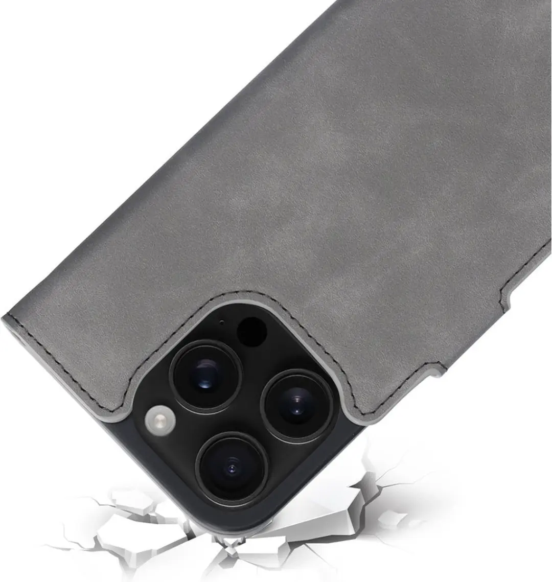 Mobiparts MP-128066 Hoesje iPhone 16 Pro - Wallet Eco Leer Grijs