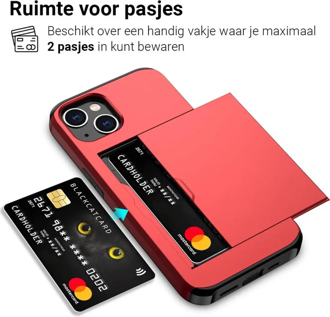 MobiQ iPhone 13 Pashoesje - 2 Pasjes - Rood - MPN 13-00895