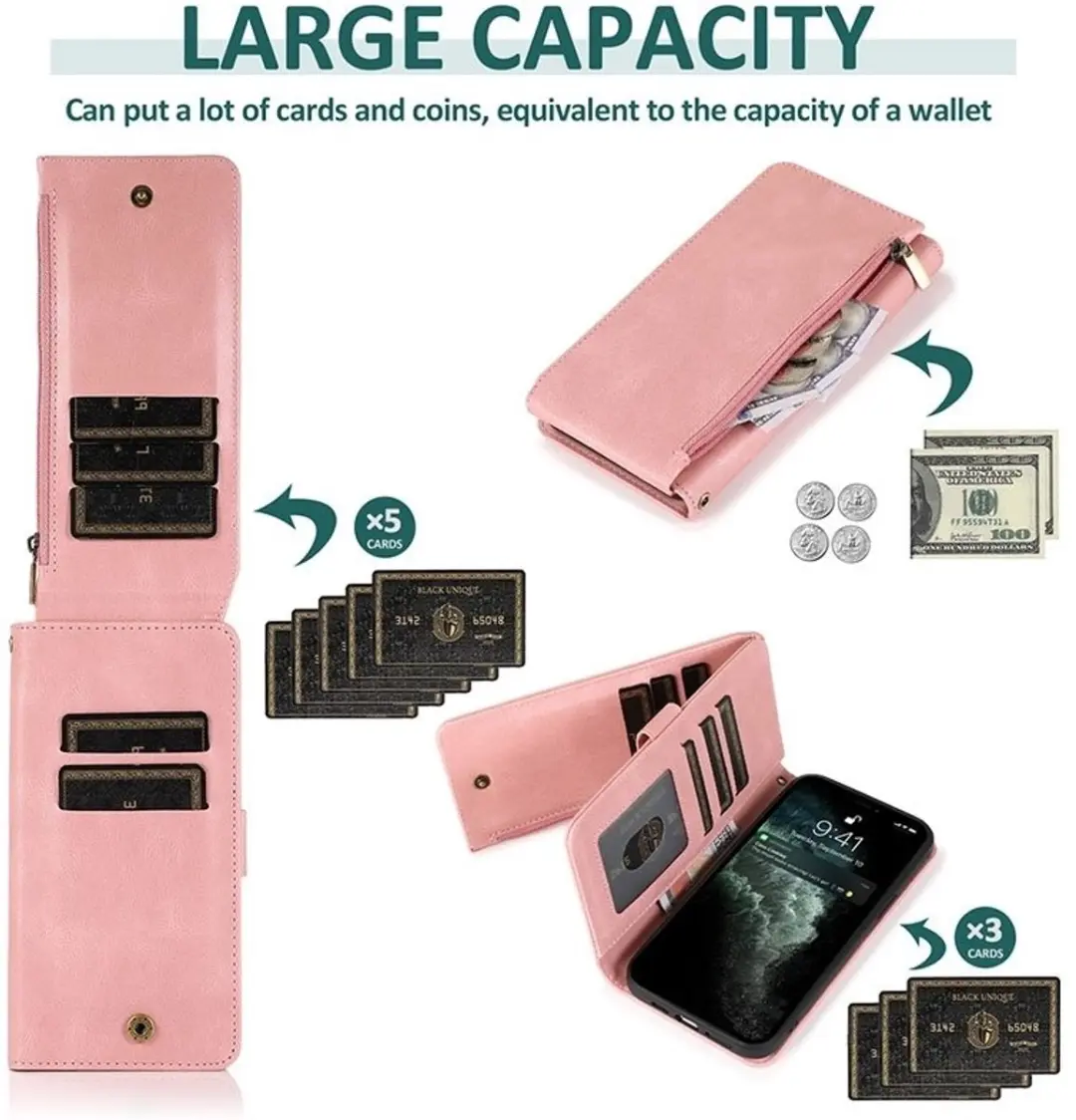 MobiQ Wallet Hoesje iPhone 16 Pro Max - roze - 46-00452
