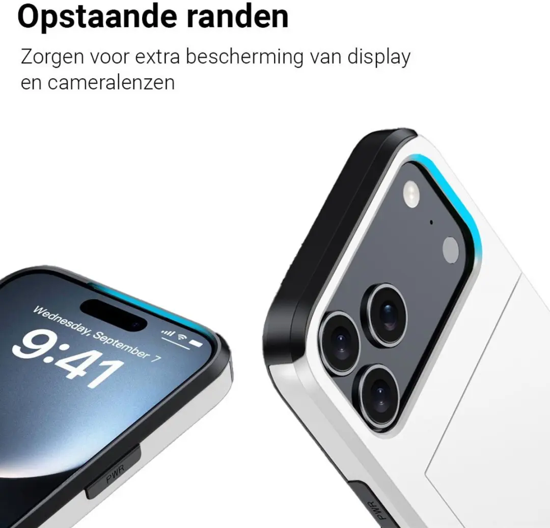 MobiQ Hybrid Card iPhone 17 Pro Hoesje - wit - 46-01132