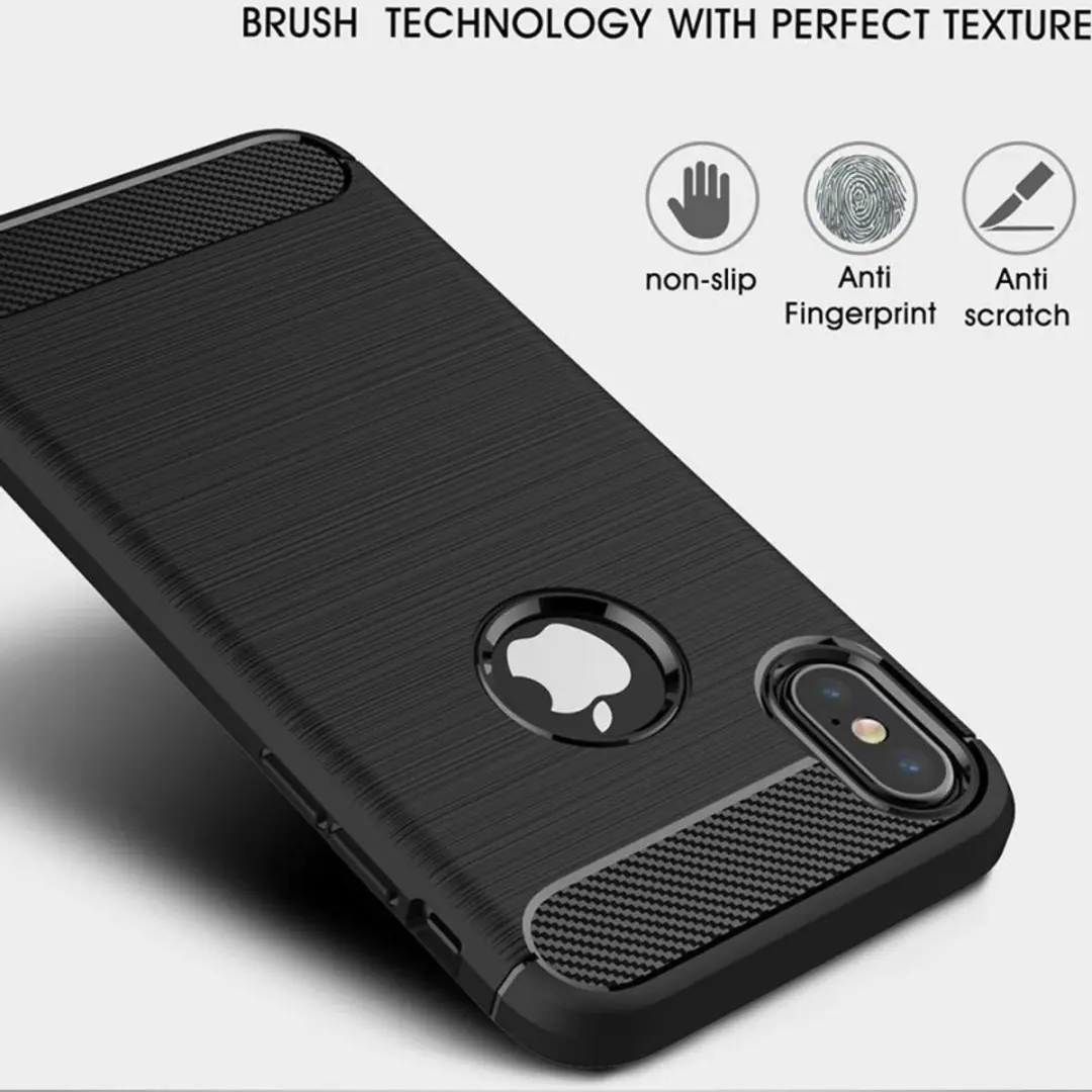 MobiQ Carbon Look Hoesje iPhone XS Max - grijs - mobiq-15126