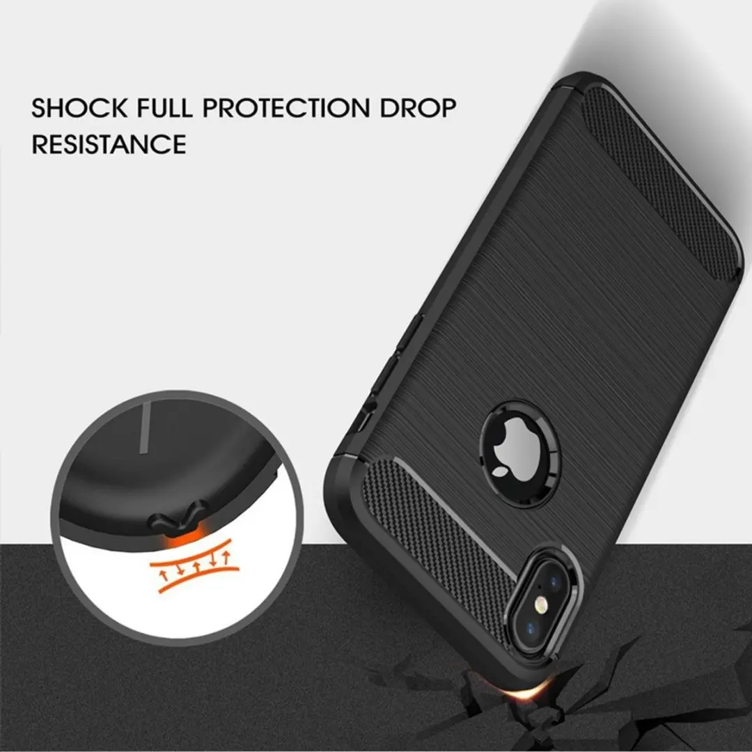 MobiQ Carbon Look Hoesje iPhone XS Max - grijs - mobiq-15126