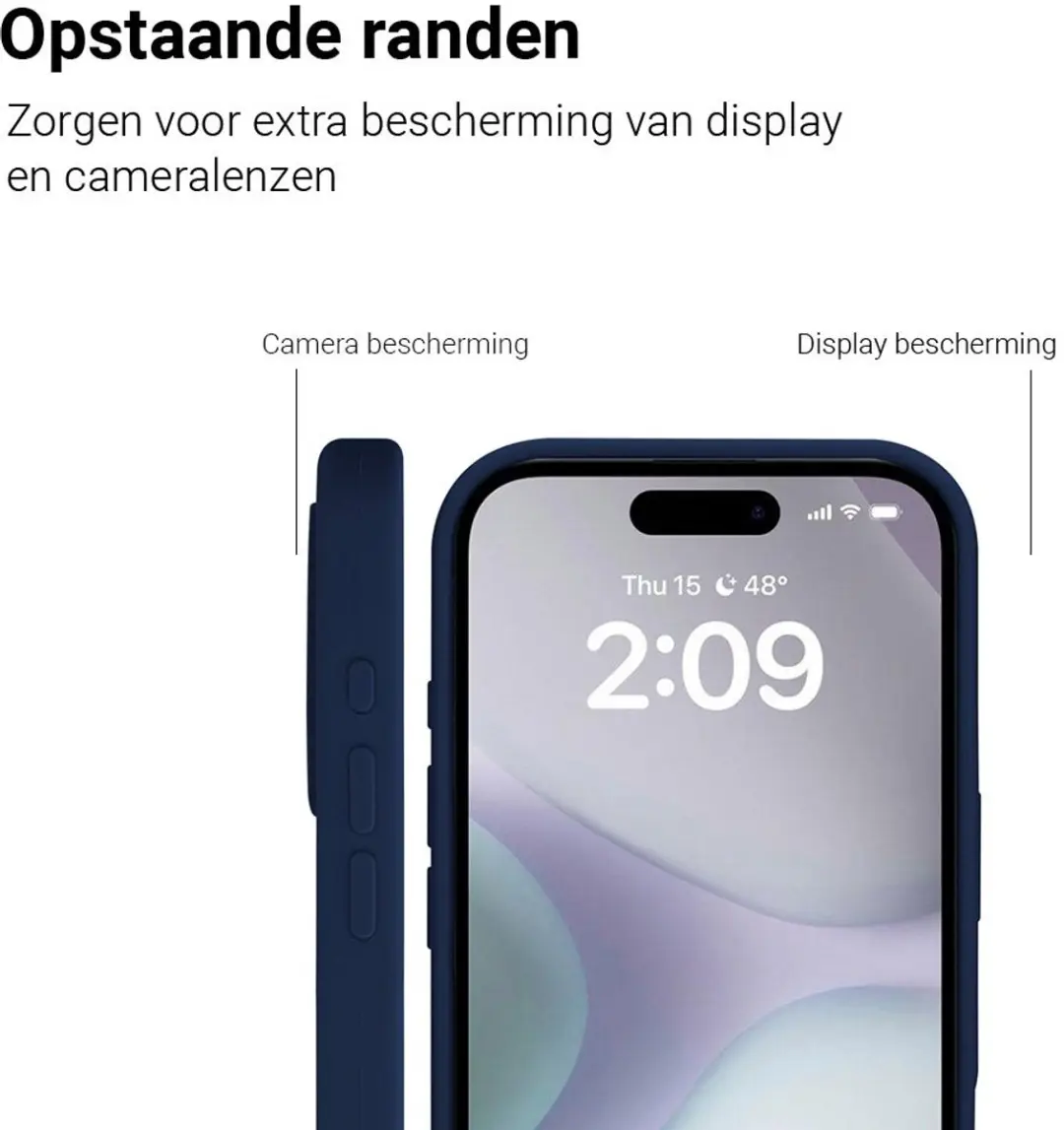 MobiQ Liquid Silicone Hoesje iPhone 16 Plus 46-00136 - donkerblauw