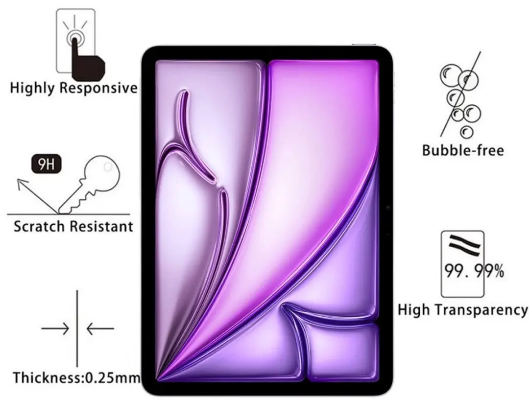 MobiQ Glazen Screenprotector 46-00967 - iPad Air 11 (2024) - Transparant