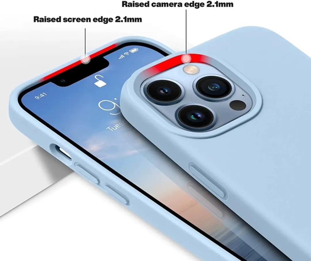 MobiQ Liquid Silicone Hoesje iPhone 14 Pro - lichtblauw