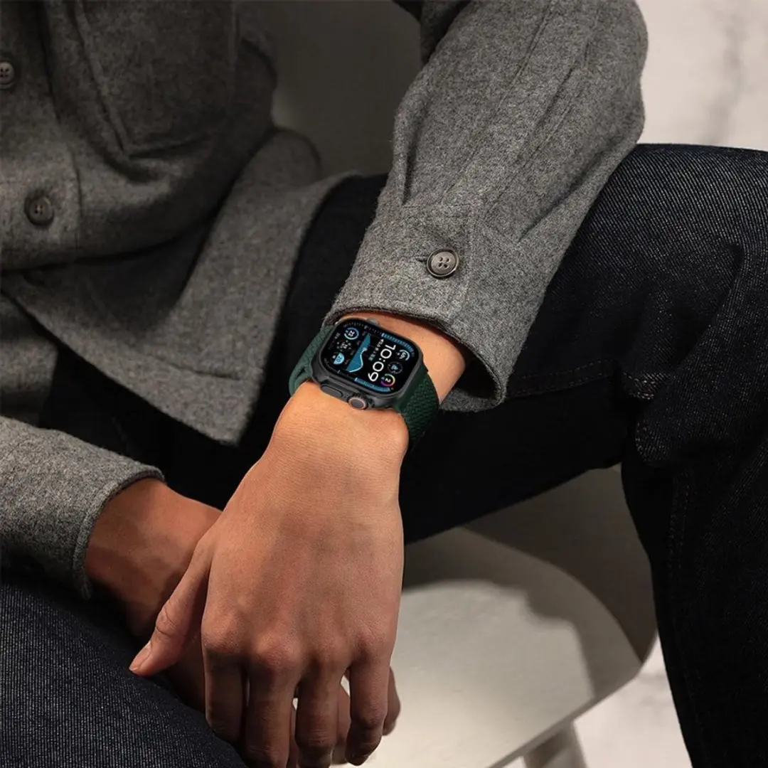 MobiQ Gevlochten Nylon Loopband Apple Watch 38mm - Donkergroen