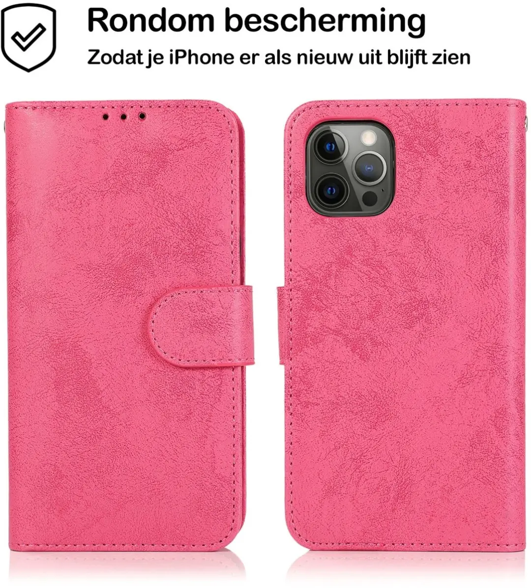 MobiQ 2-in-1 Wallet Case iPhone 13 Mini - 3 Pasjes - Roze