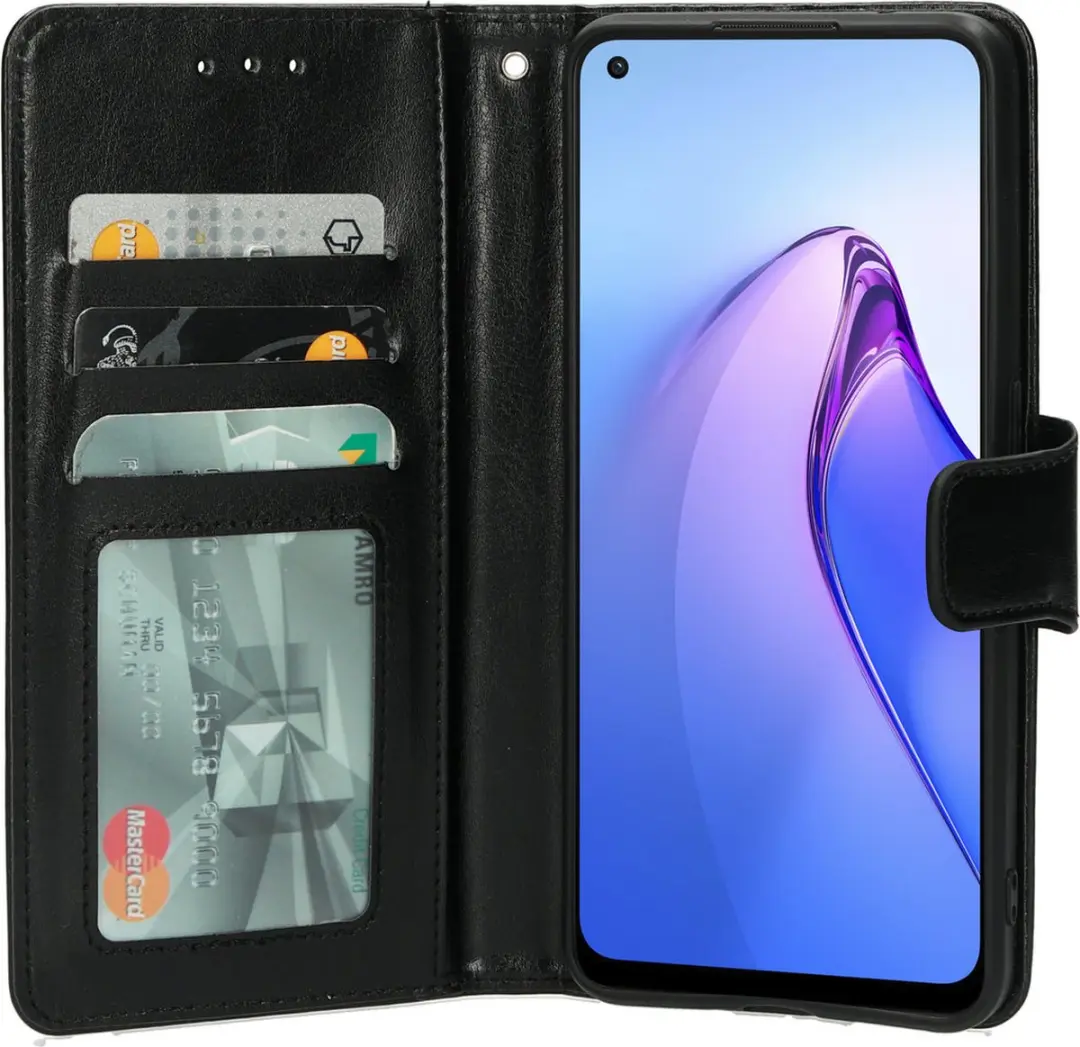 Mobiparts MP-123187 Hoesje Oppo Reno8 - Wallet/Eco Leer - 3 Pasjes - Zwart