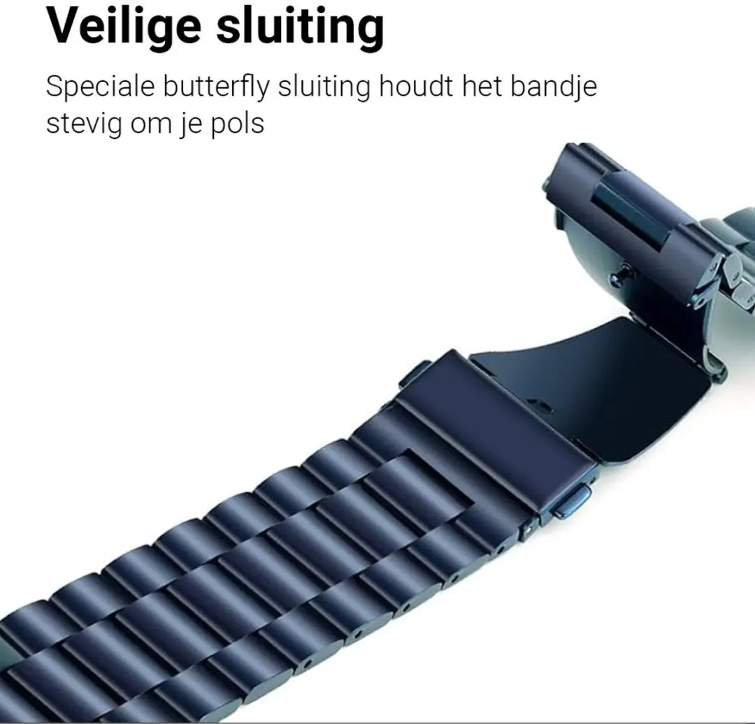 MobiQ Luxe Metalen Bandje Apple Watch 38mm - Blauw