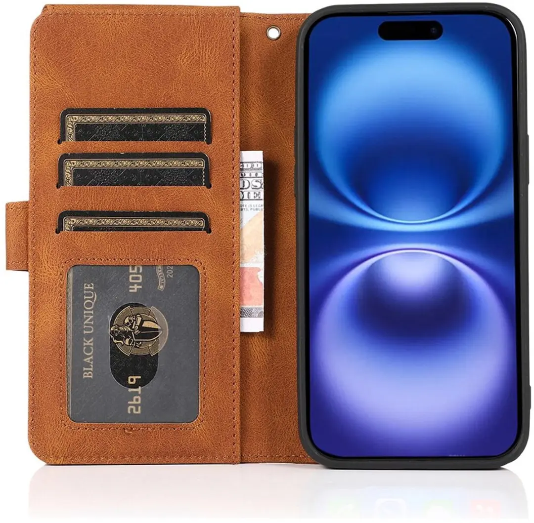 MobiQ 46-00097 Wallet Hoesje iPhone 16 - Bruin