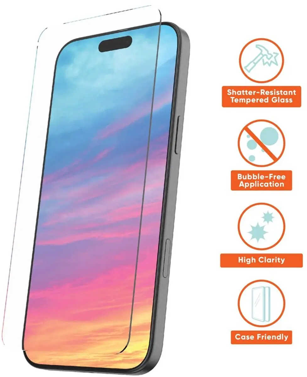 MobiQ Glazen Screenprotector iPhone 17 - Transparant