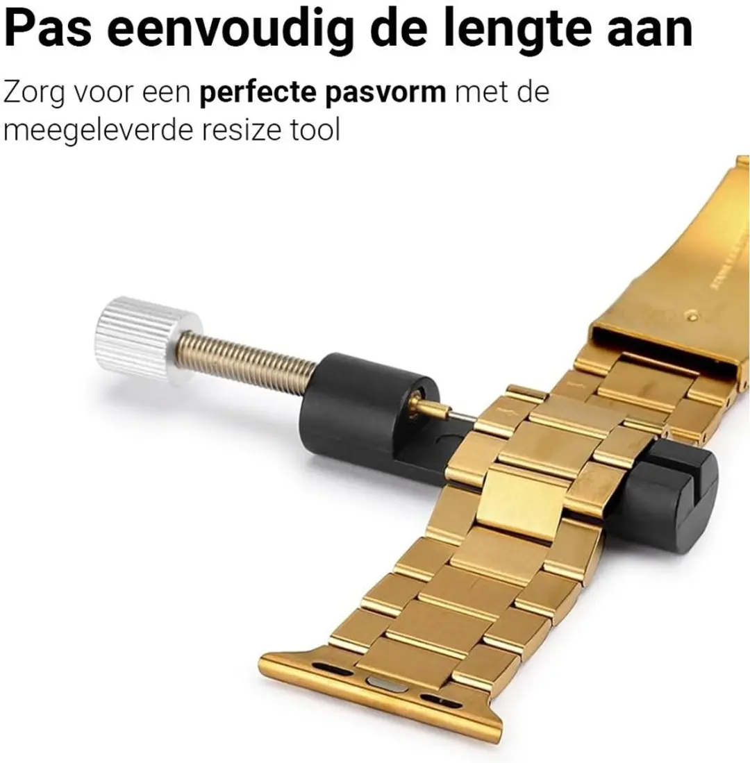 MobiQ Luxe Metalen Bandje Apple Watch 41mm - Goud