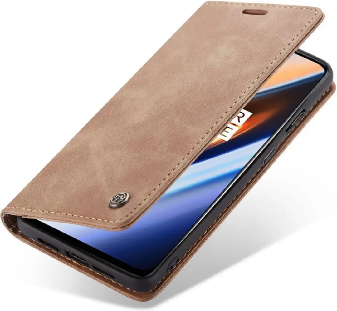 Caseme Book Case OnePlus 7 - 2 Pasjes - Bruin