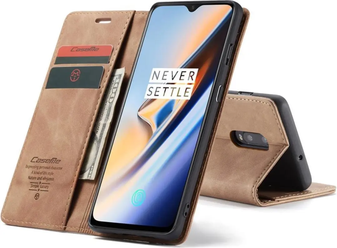 Caseme Book Case OnePlus 7 - 2 Pasjes - Bruin - afbeelding 6 van 6