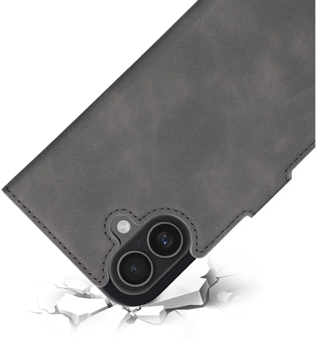 Mobiparts MP-131688 Hoesje iPhone 17 - Wallet Eco Leer Grijs