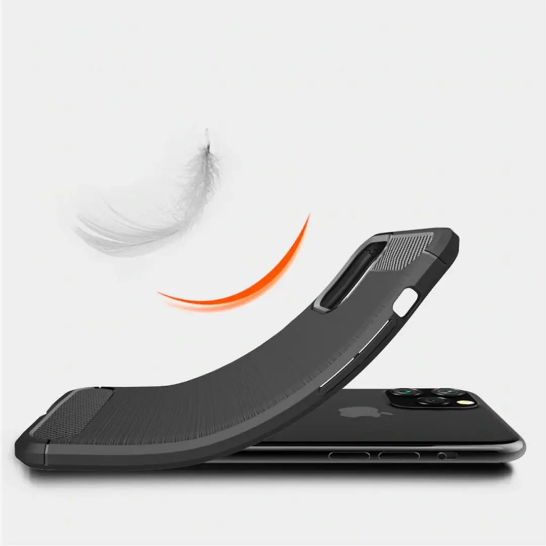 MobiQ Carbon Look Hoesje iPhone 11 Pro Max - Rood - mobiq-15405