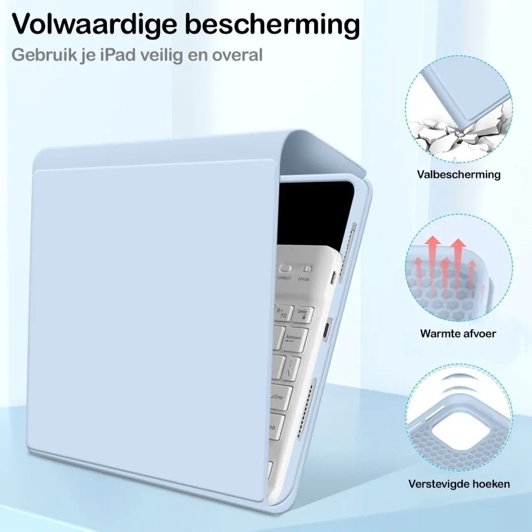 MobiQ Hoes met Toetsenbord iPad Air 13 (2025) - lichtblauw