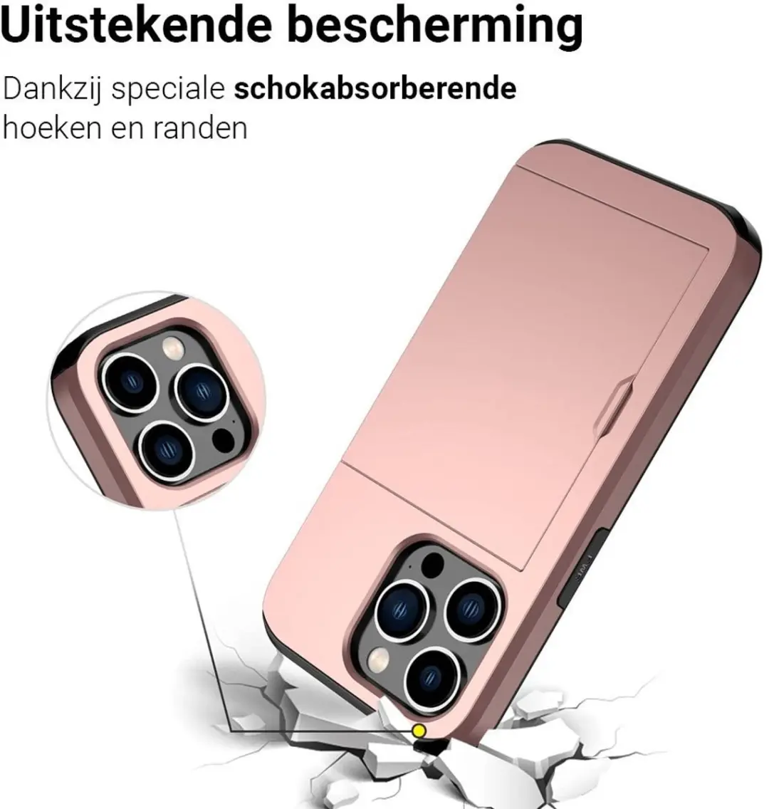 MobiQ Hybrid Card Case Hoesje 46-00385 - iPhone 16 Pro Max - Roze