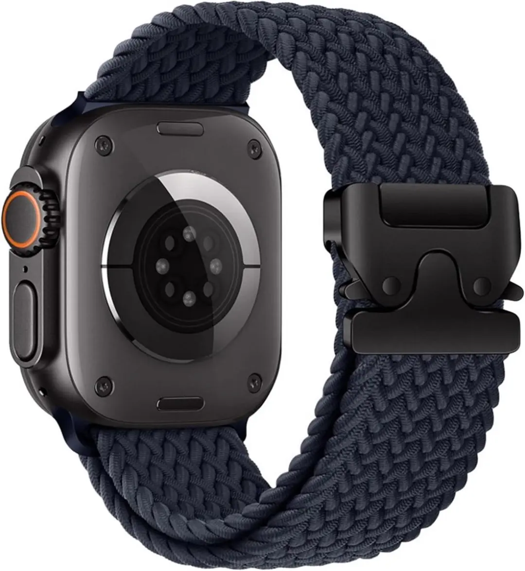 MobiQ Gevlochten Nylon Bandje Apple Watch 49mm