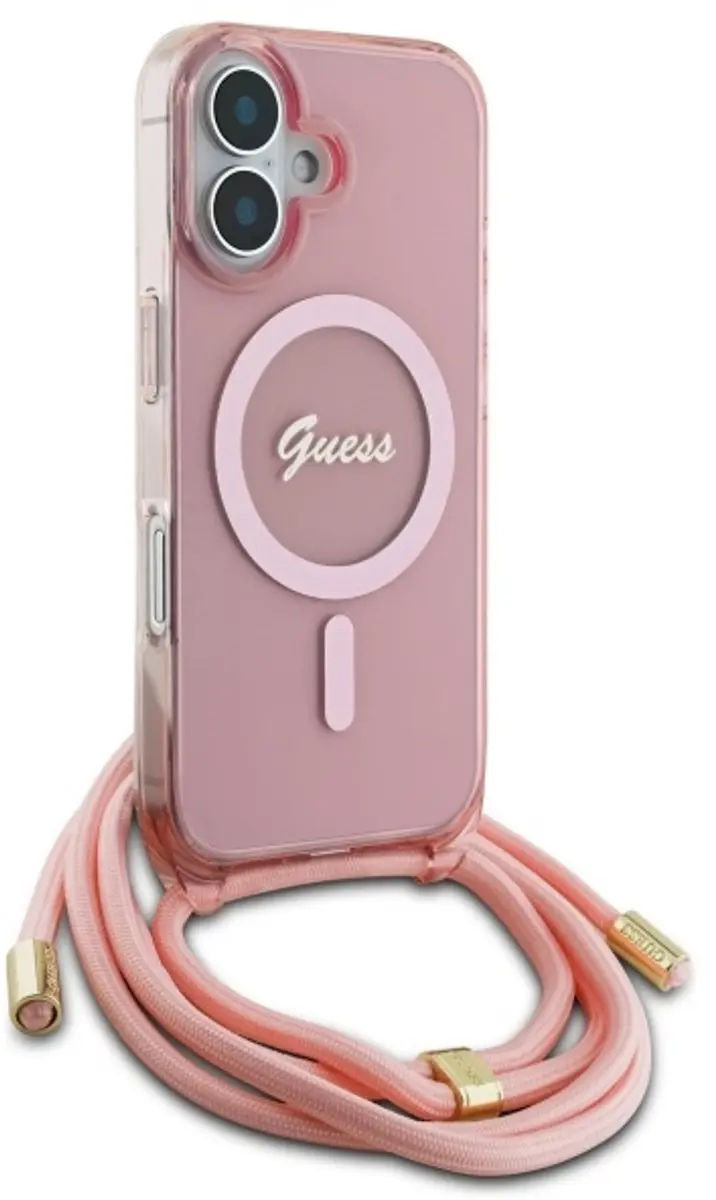 Guess Crossbody Cord iPhone 16 Hoesje - Roze - GUHMP16SHCTSGNSP
