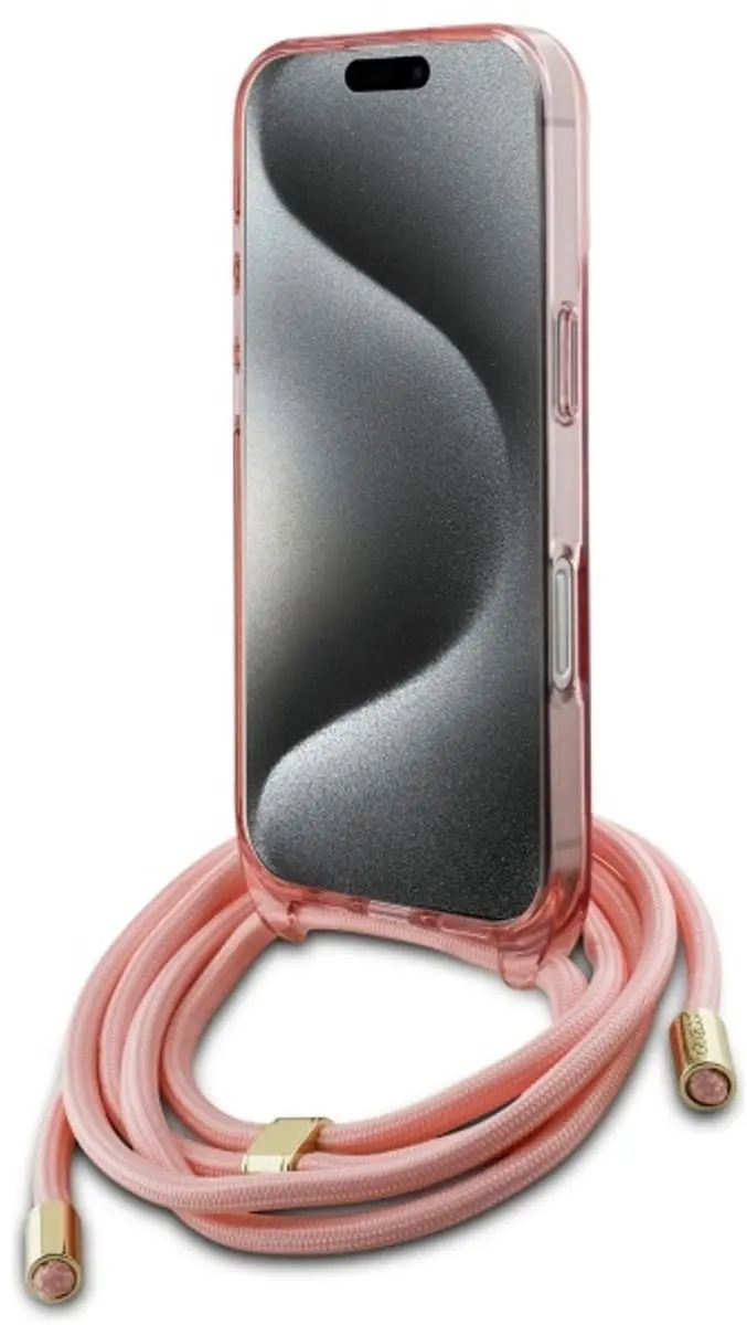 Guess Crossbody Cord iPhone 16 Hoesje - Roze - GUHMP16SHCTSGNSP