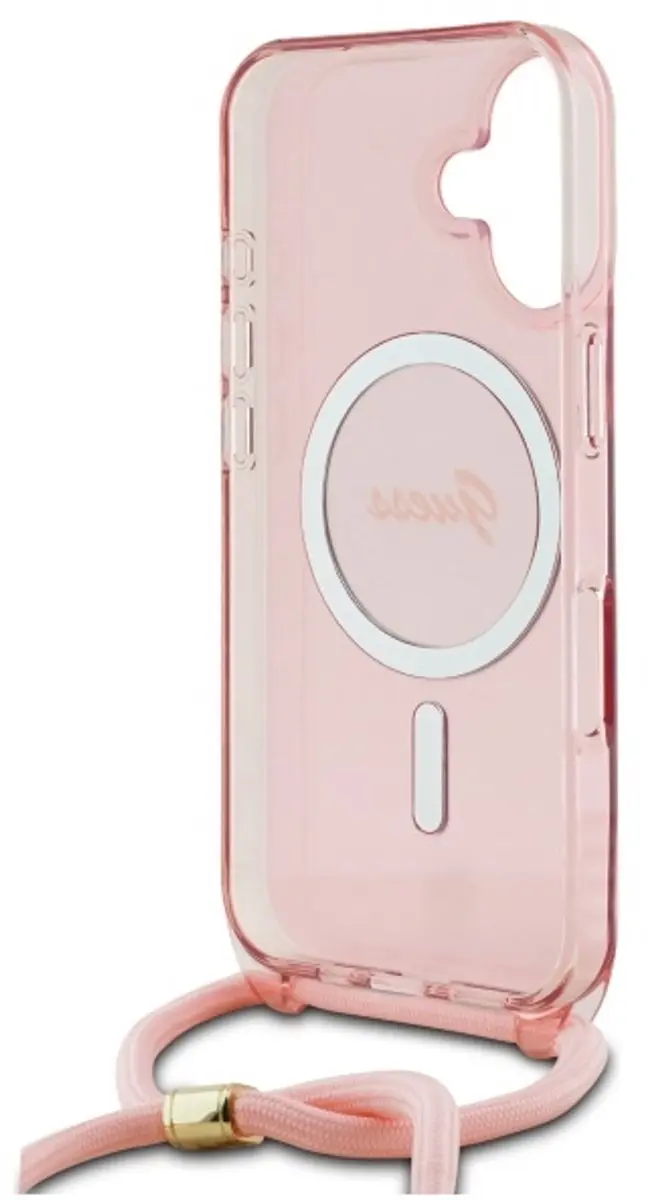 Guess Crossbody Cord iPhone 16 Hoesje - Roze - GUHMP16SHCTSGNSP