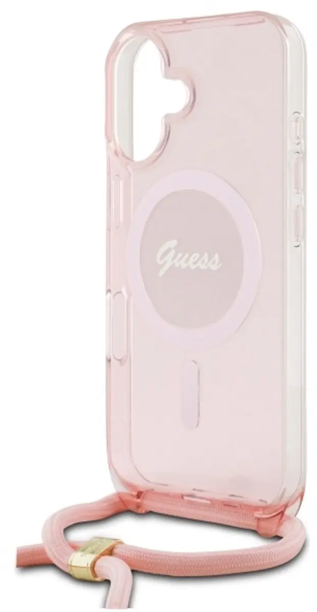 Guess Crossbody Cord iPhone 16 Hoesje - Roze - GUHMP16SHCTSGNSP