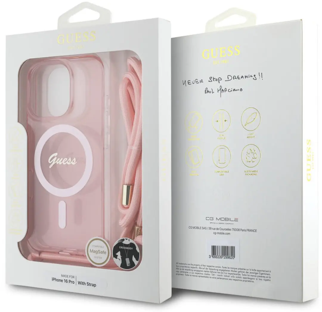 Guess Crossbody Cord iPhone 16 Hoesje - Roze - GUHMP16SHCTSGNSP - afbeelding 6 van 6