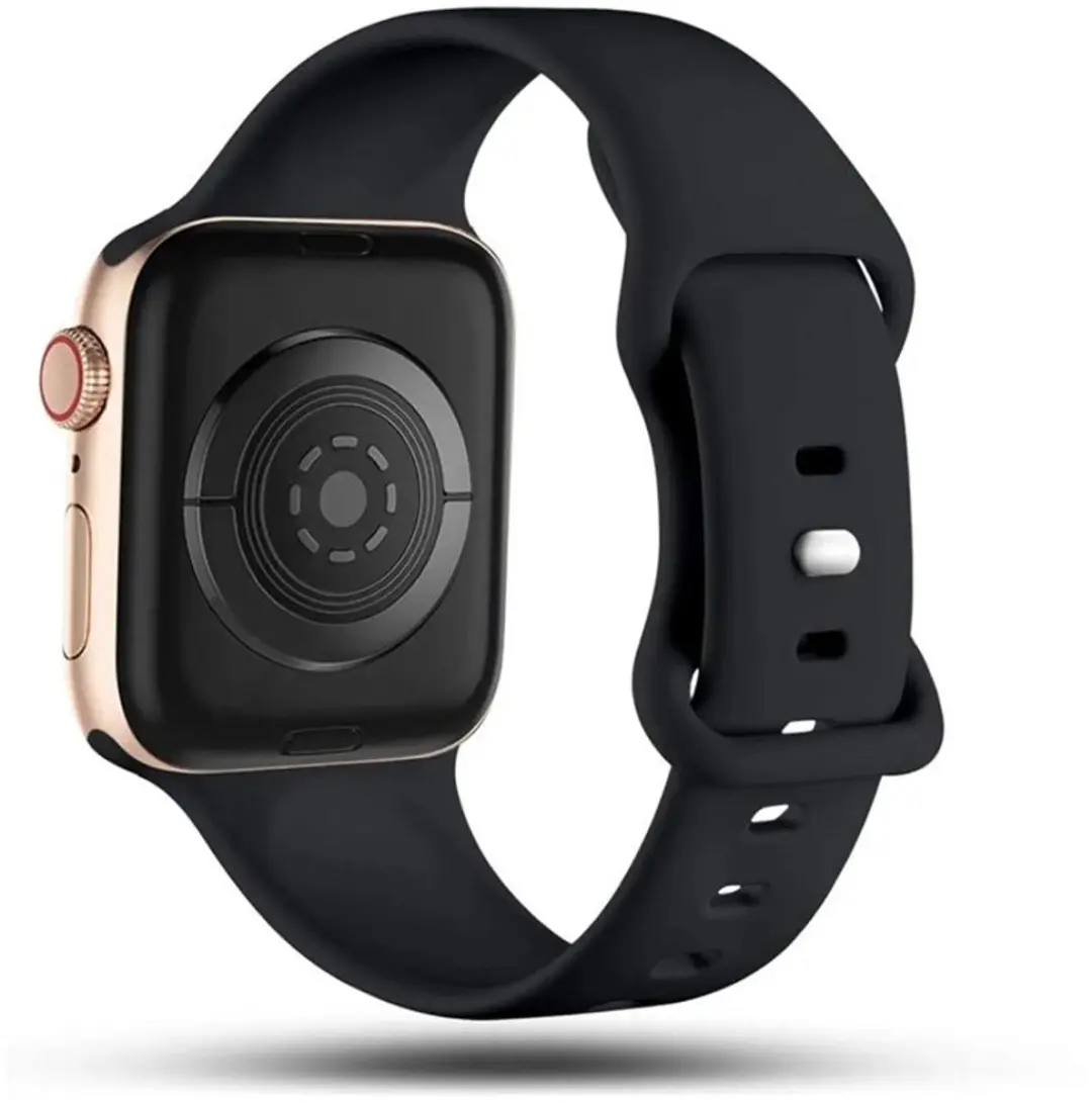 MobiQ Siliconen Bandje Apple Watch 41mm - Zwart