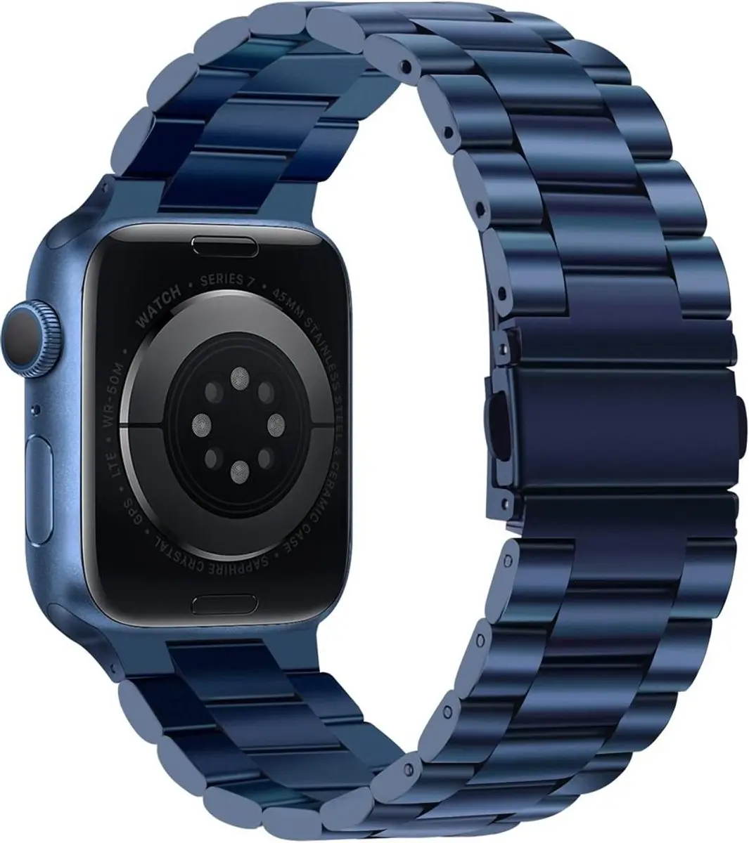 MobiQ Luxe Metalen Bandje Apple Watch 40mm - Blauw