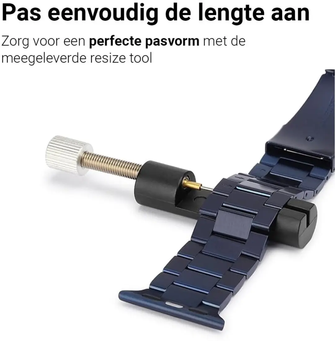 MobiQ Luxe Metalen Bandje Apple Watch 40mm - Blauw