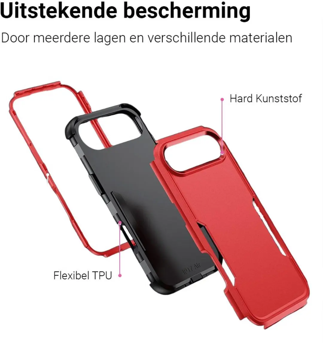 MobiQ Layered Armor Hoesje iPhone 17 Air - Rood - 46-01302