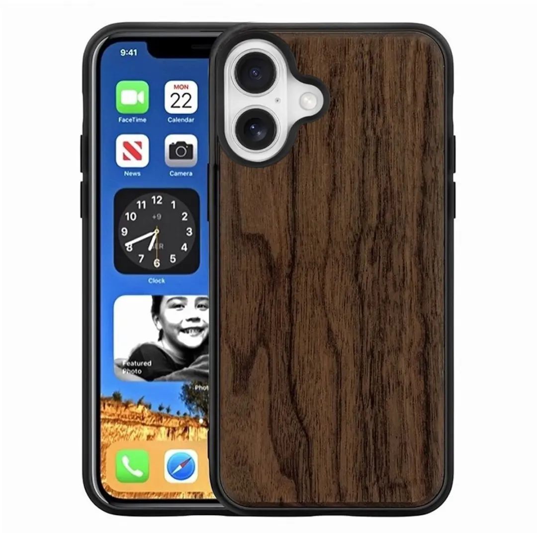 MobiQ Houten Hoesje iPhone 16 Walnoot