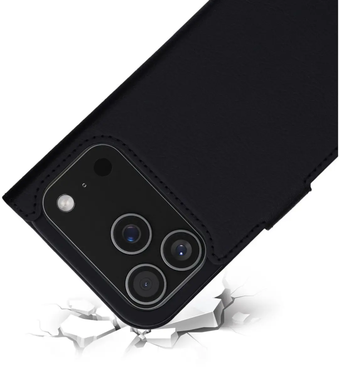 Mobiparts MP-129971 Hoesje iPhone 17 Pro - Wallet - Eco Leer - Zwart