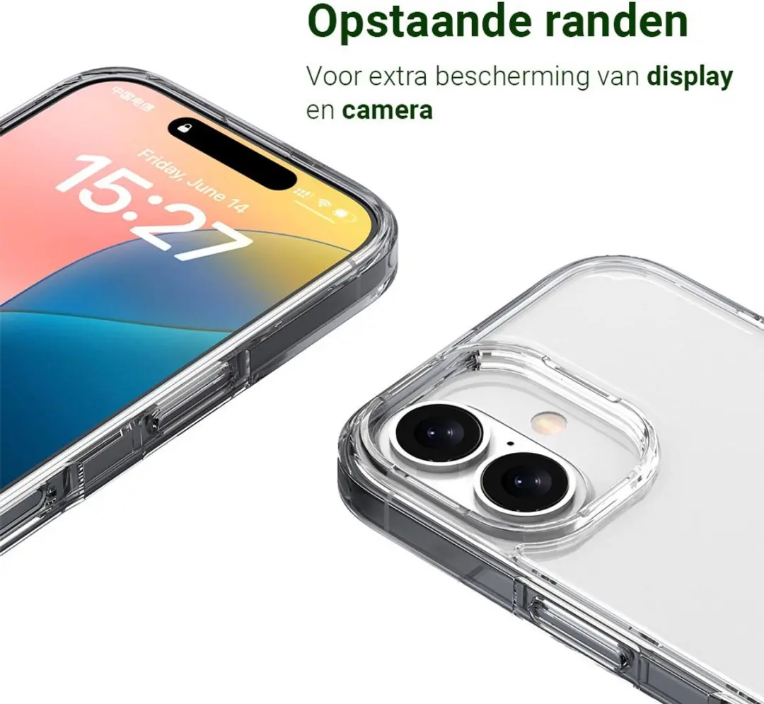 MobiQ Transparant Schokbestendig Hoesje iPhone 16 - Smoke - 46-00087
