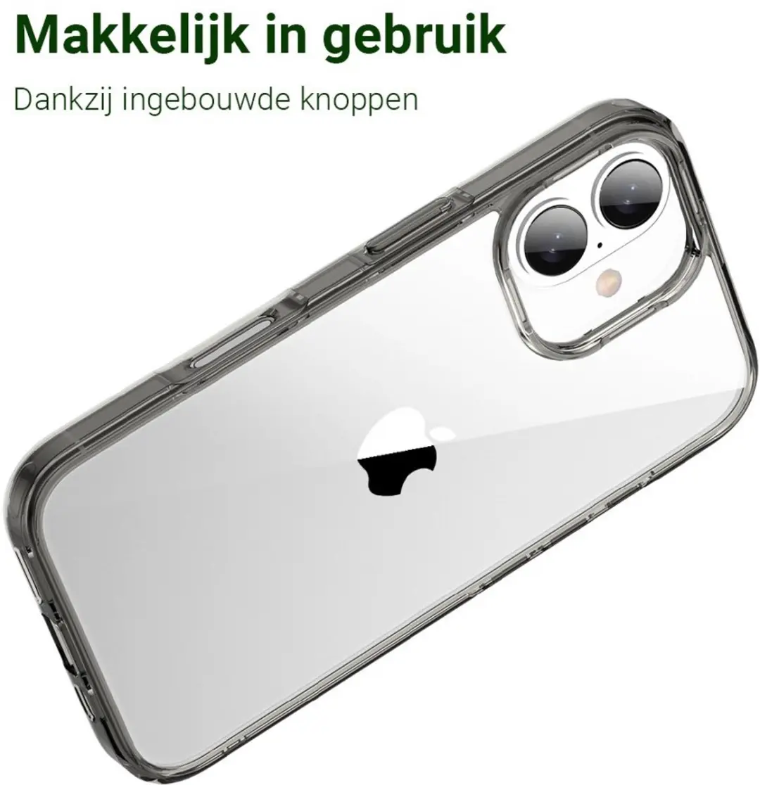 MobiQ Transparant Schokbestendig Hoesje iPhone 16 - Smoke - 46-00087