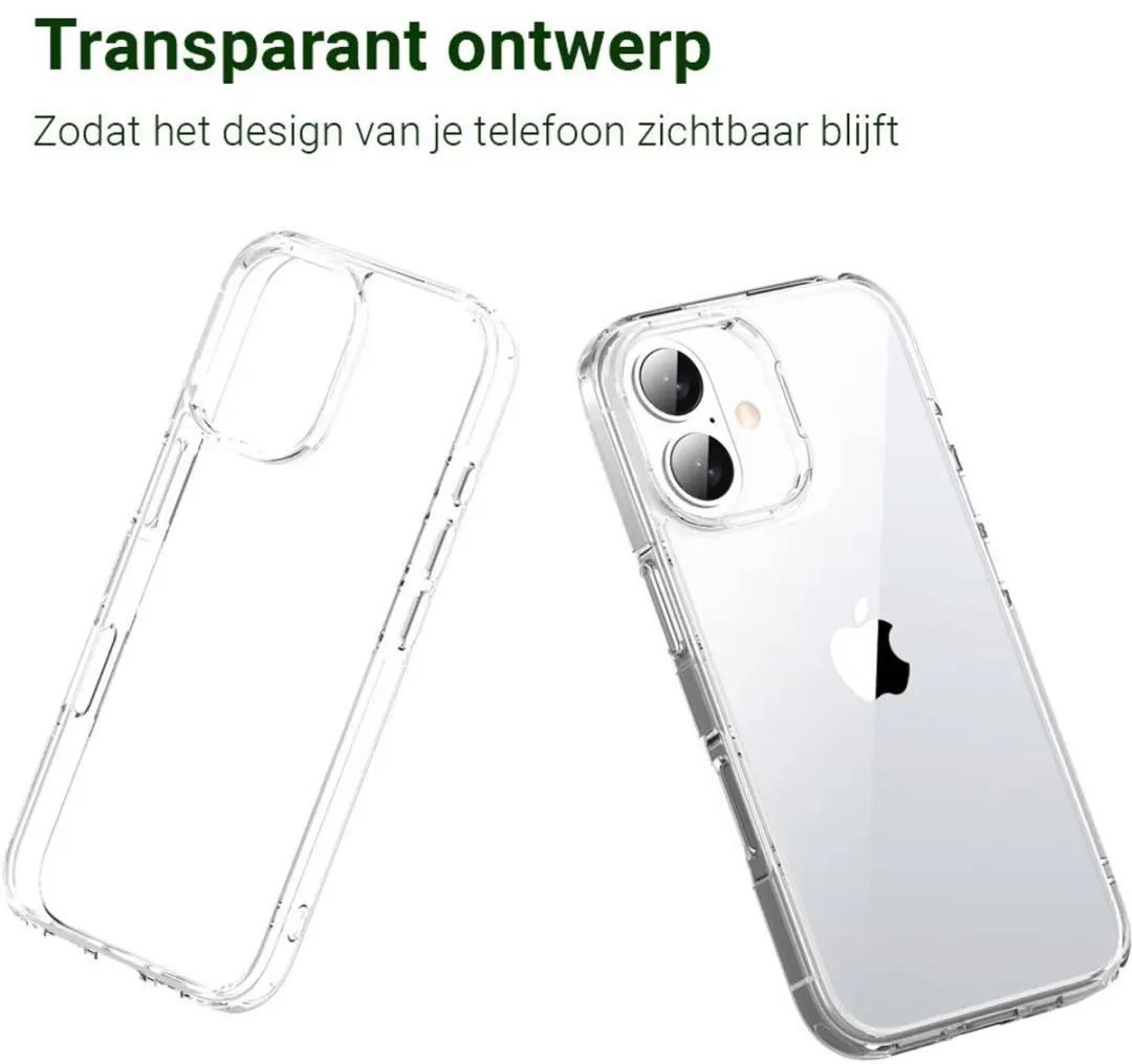 MobiQ Transparant Schokbestendig Hoesje iPhone 16 - Smoke - 46-00087