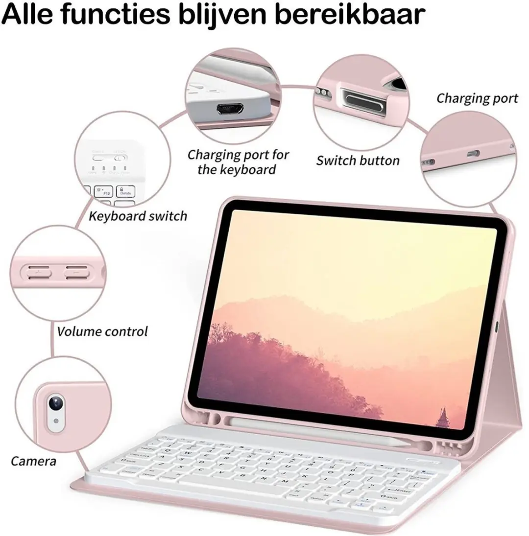 MobiQ iPad Air 13 (2026) Hoes met Toetsenbord - lichtroze
