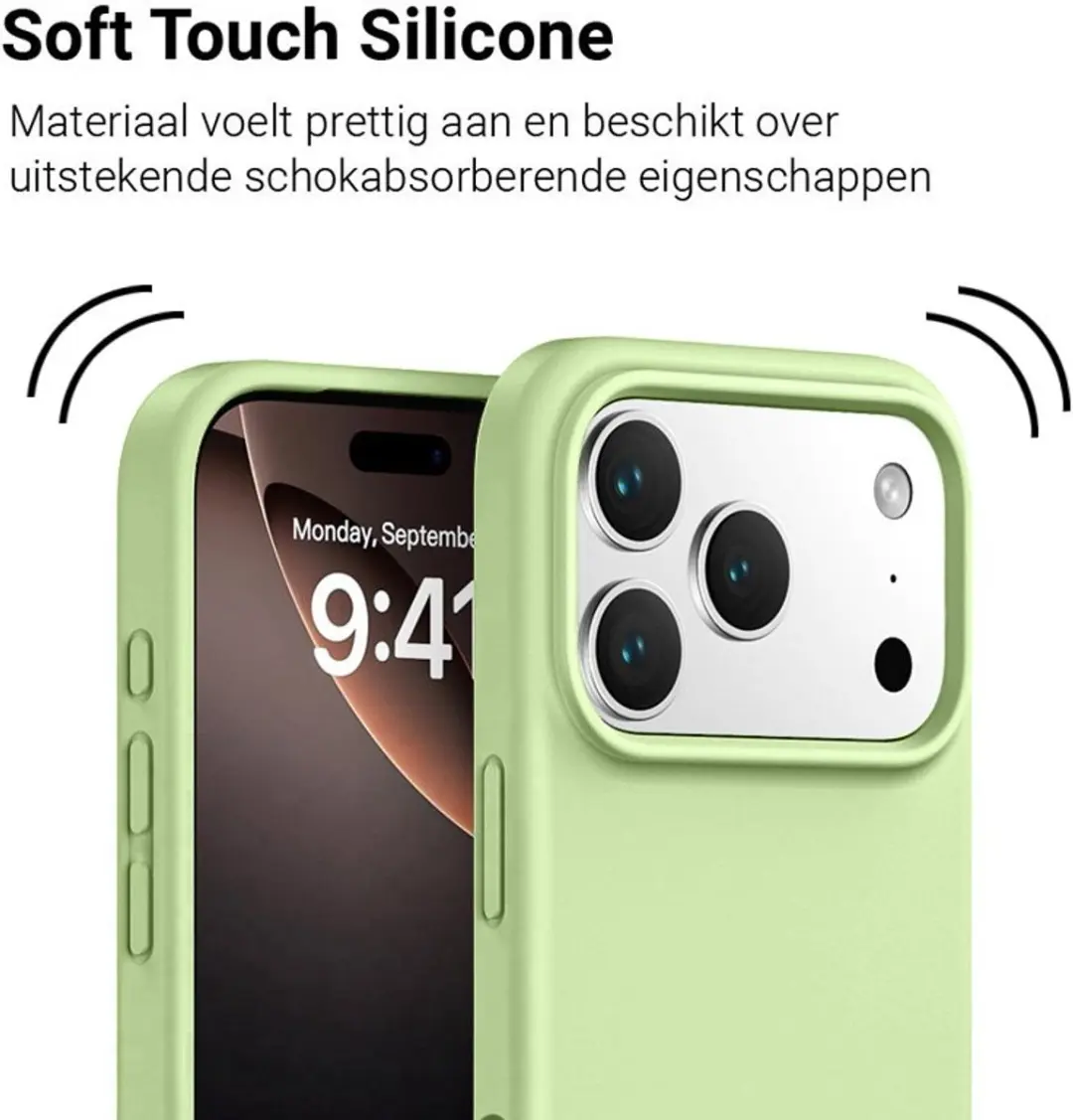 MobiQ Liquid Siliconen Hoesje iPhone 17 Pro Max 46-01437 - Mintgroen