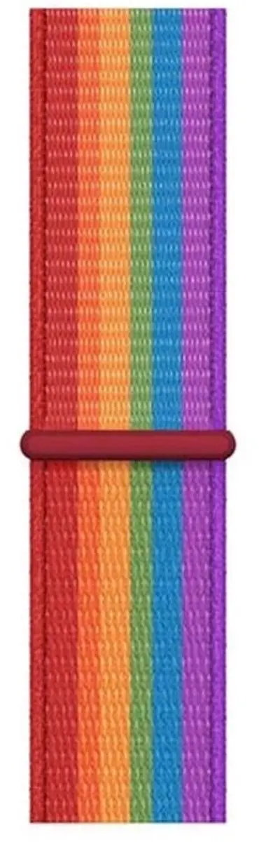 MobiQ Nylon Bandje Apple Watch 49mm - Regenboog