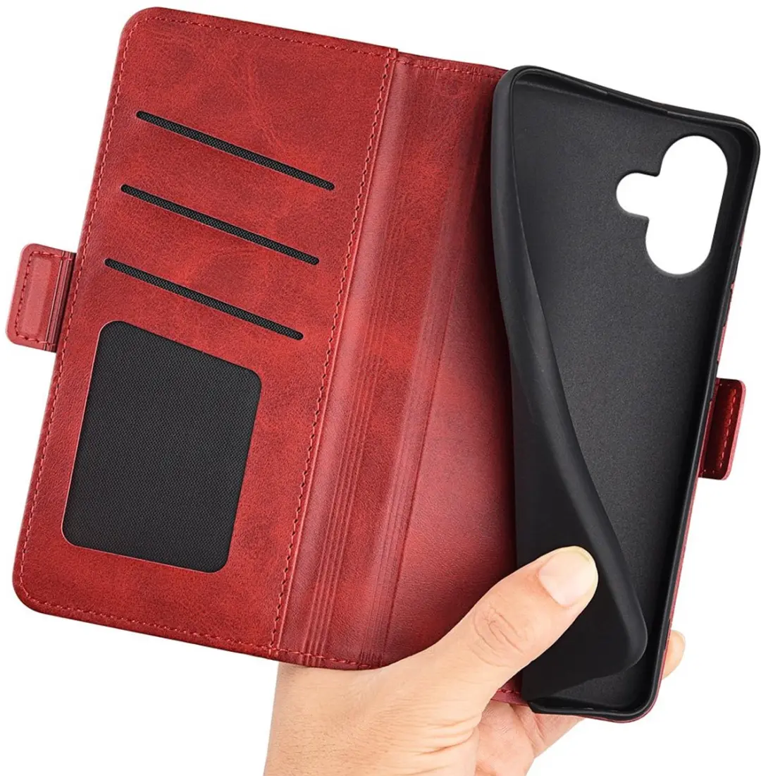 MobiQ PU Lederen Wallet Case iPhone 16 Plus - Rood - MPN 46-00190