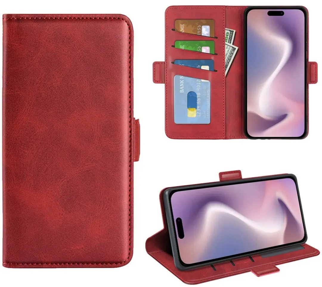 MobiQ PU Lederen Wallet Case iPhone 16 Plus - Rood - MPN 46-00190