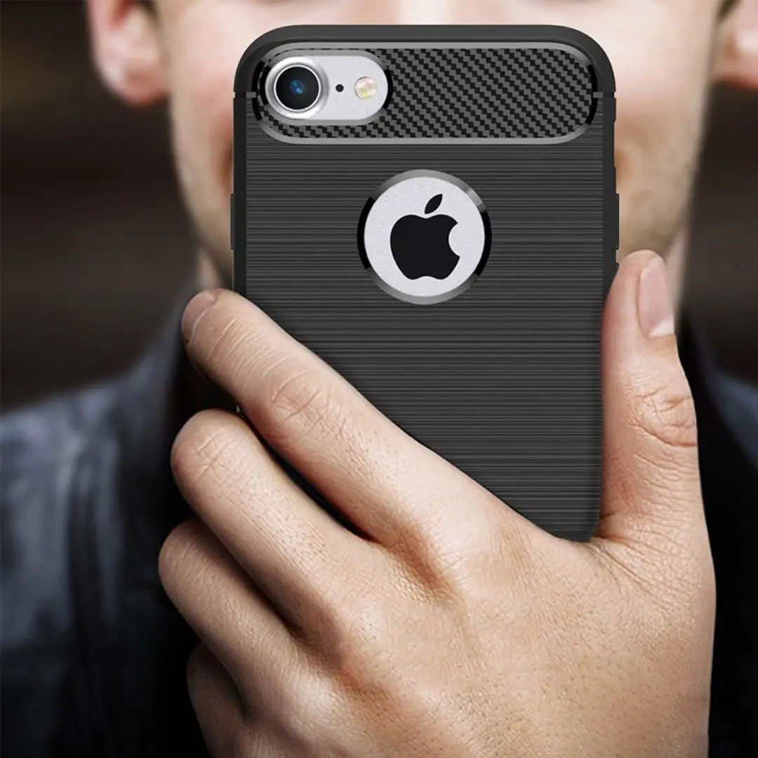 MobiQ Carbon Look Hoesje iPhone 7/8 Plus - Zwart