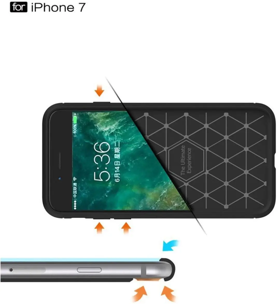MobiQ Carbon Look Hoesje iPhone 7/8 Plus - Zwart