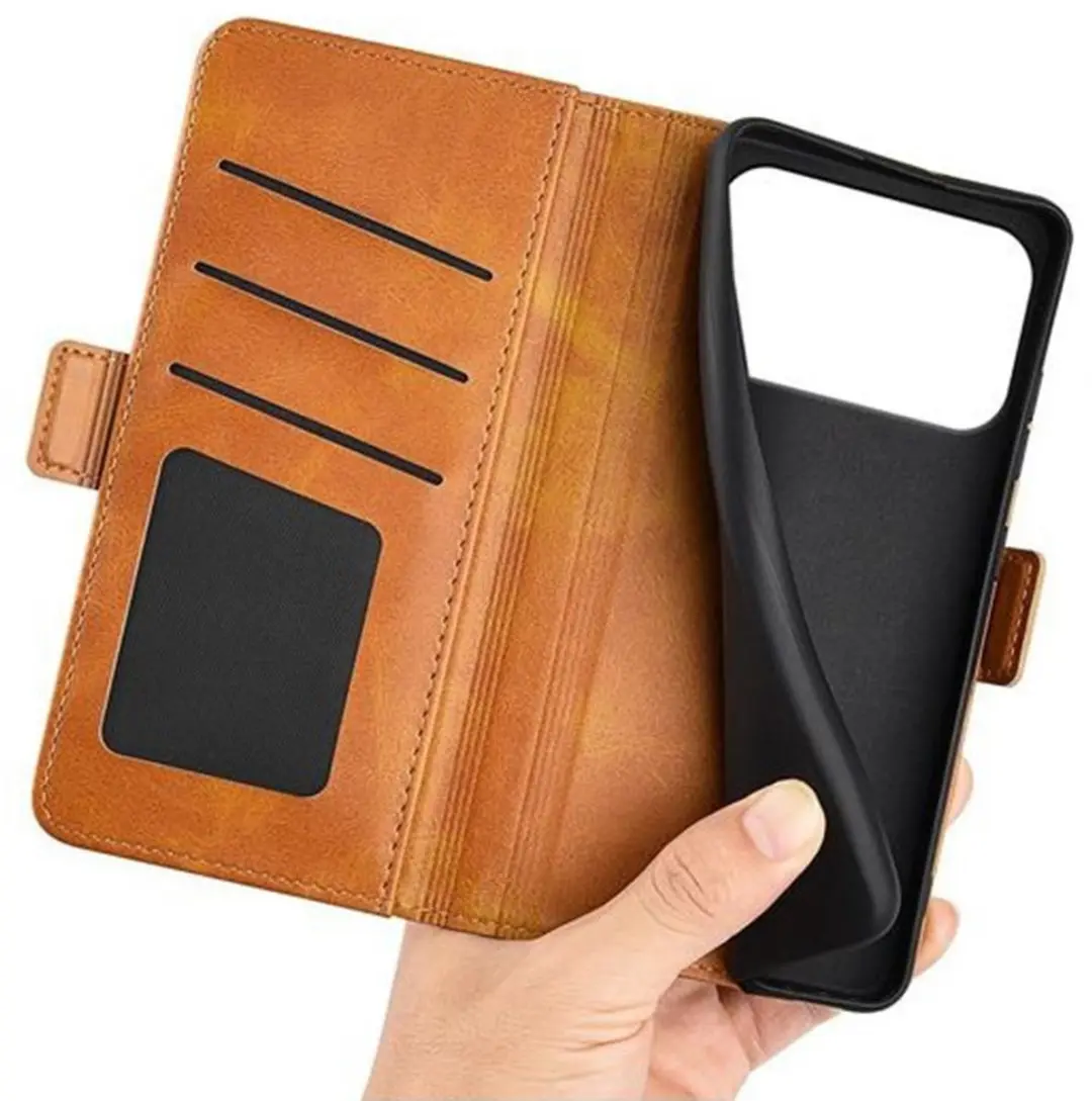 MobiQ PU Lederen Wallet Hoesje 46-01475 - iPhone 17 Pro Max - lichtbruin