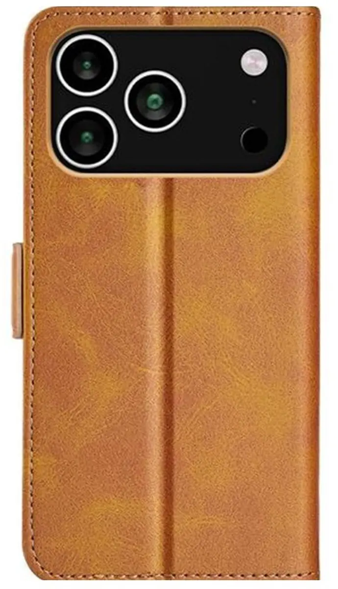 MobiQ PU Lederen Wallet Hoesje 46-01475 - iPhone 17 Pro Max - lichtbruin