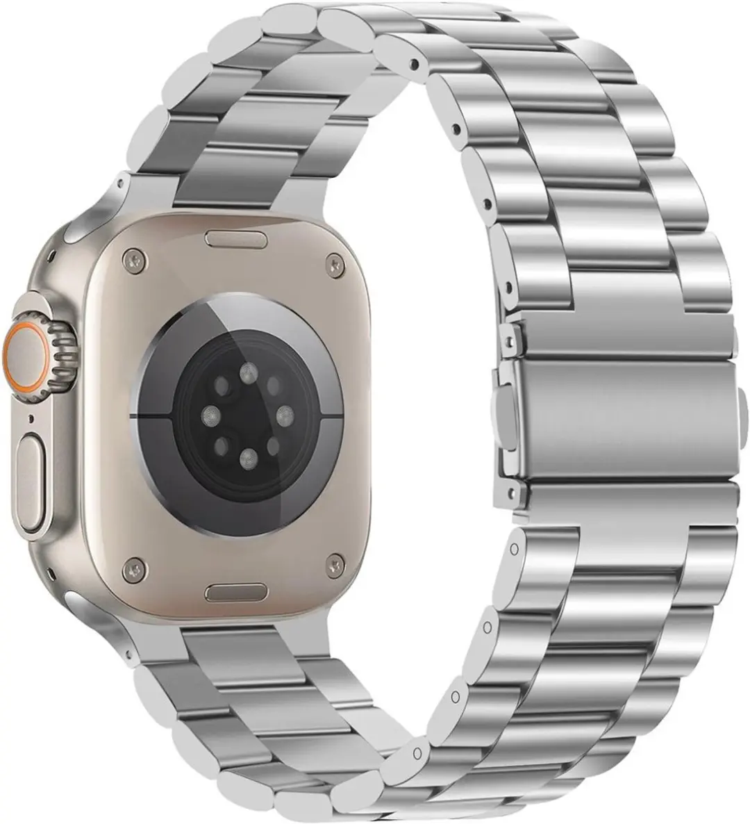 MobiQ Luxe Metalen Bandje Apple Watch 49mm - Zilver