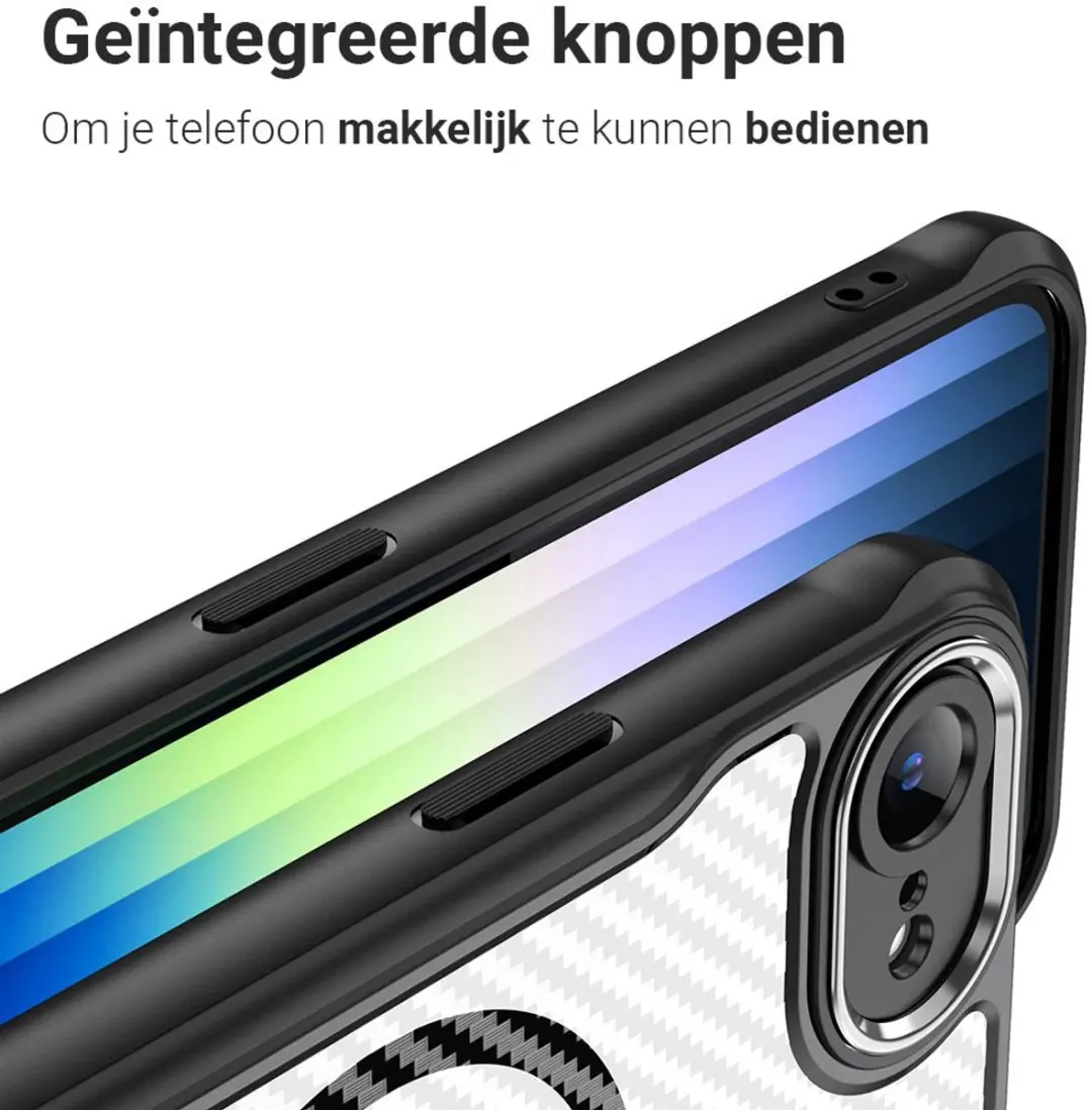 MobiQ Carbon Look MagSafe Hoesje iPhone 16e 46-00852 - Zwart