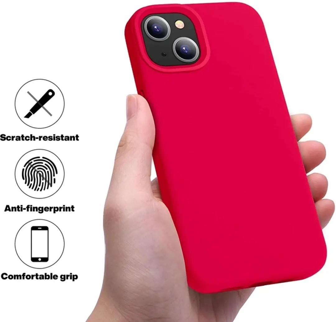 MobiQ Liquid Silicone Hoesje iPhone 14 - Rood