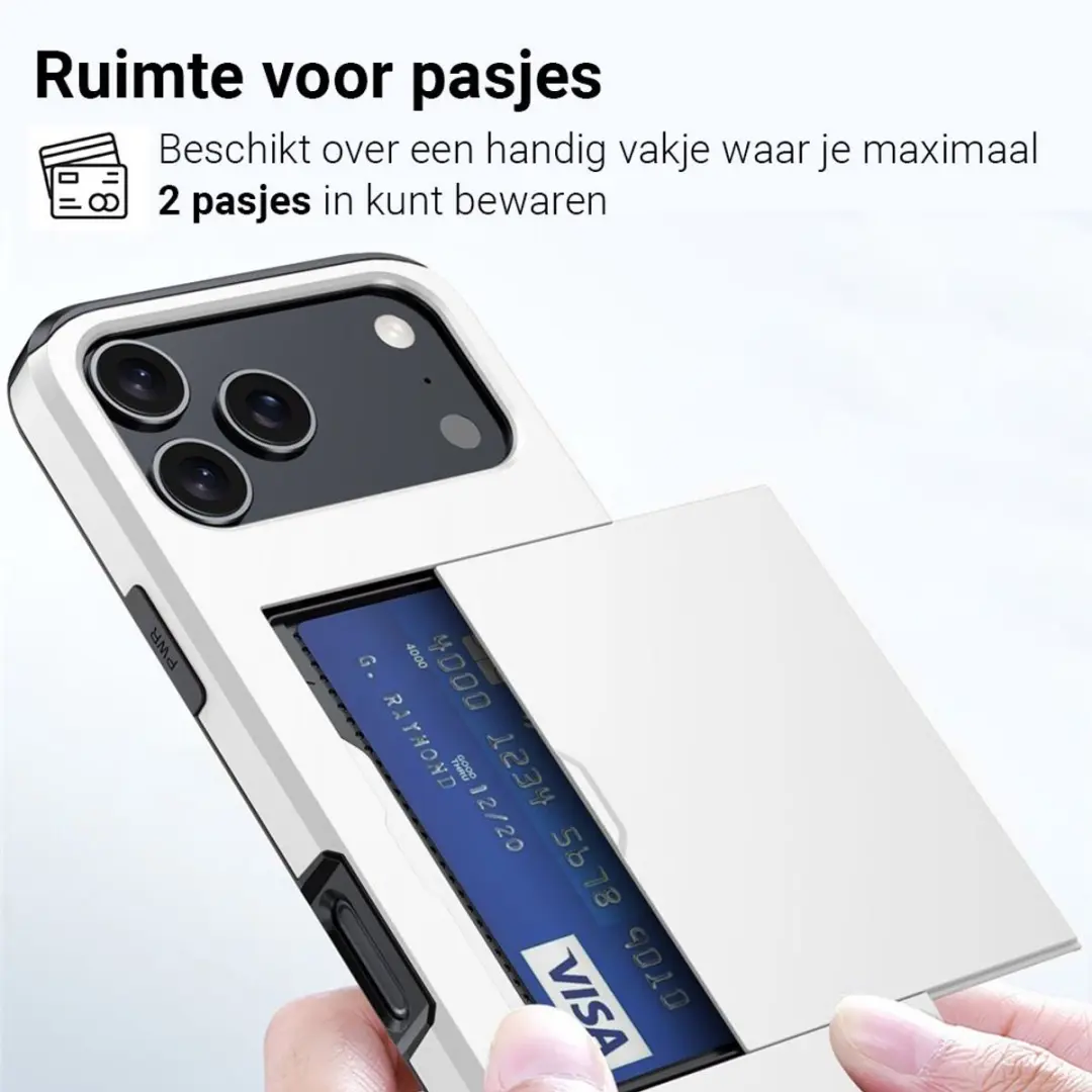 MobiQ Hybrid Card iPhone 17 Pro Max Hoesje 46-01140 - wit